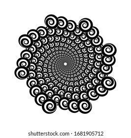 Abstract vector spiral shape on a white background. Isolated spiral, template for design, hypnotic effect. Eps 10.