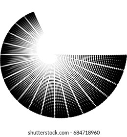 Abstract vector spiral tunnel from halftone dots icon logo background design. Illustration isolated on white background
