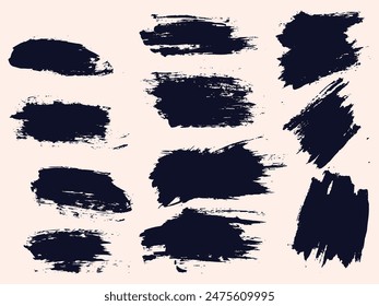 Abstract vector splash black color grunge brush stroke collection