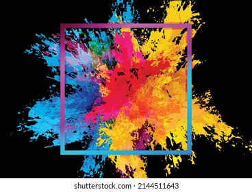 Abstract vector splash and paint color with frame background . Paint splash color. Vector illustration design background.