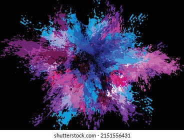 Abstract vector splash and paint color on black color background . Paint splash color. Vector illustration design background.