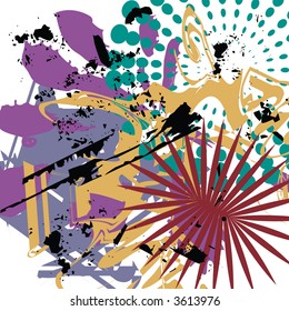 Abstract vector splashy grunge background formated as a square tile.