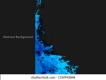 abstract vector splatter blue color design on black color background. illustration vector design