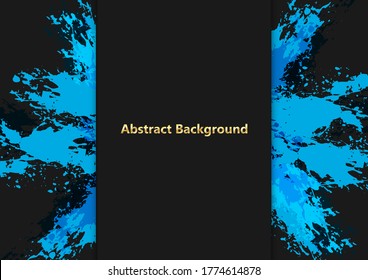 abstract vector splatter blue color on black color design background. illustration vector design