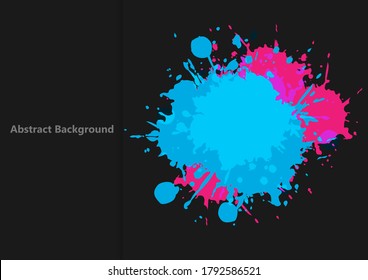 abstract vector splatter blue and pink color design on black color background. illustration vector design