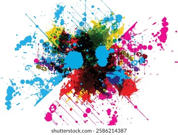 Abstract Vector Splatter Color Background Design. Splash of Color and Dynamic Effects, Illustration Vector Design for Creative Projects