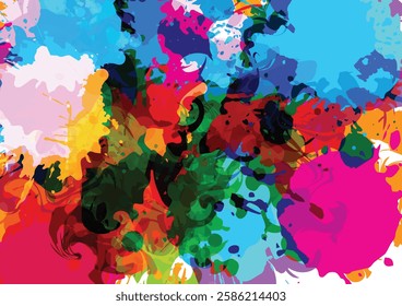 Abstract Vector Splatter Color Background Design: Splash of Color and Dynamic Effects, Illustration Vector Design for Creative Projects