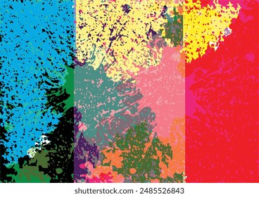 Abstract vector splatter paint multi color background design. fun background design. illustration vector design.
