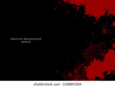 abstract vector splatter red color on black color design background. illustration vector design.
