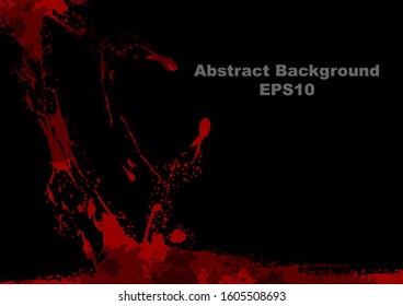 abstract vector splatter red color on black color design background. illustration vector design.