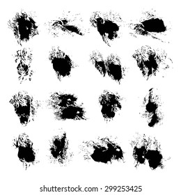 Abstract vector spots of ink on white background