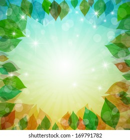 Abstract Vector Spring, Summer, Autumn, Winter Background with Leaves