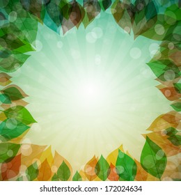 Abstract Vector Spring, Summer, Autumn, Winter Background with Leaves
