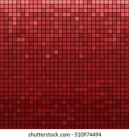Abstract vector square mosaic. Deep red in pixel style.