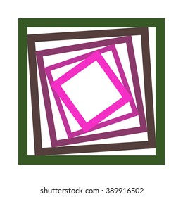 Abstract vector square pattern. Bright isolated object. Green and pink logo.