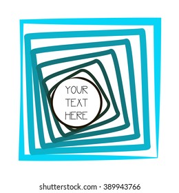 Abstract vector square  pattern. Bright isolated object. Blue and black logo. Isolated frame for text