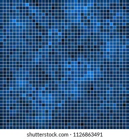 abstract vector square pixel mosaic background - blue