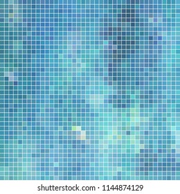 abstract vector square pixel mosaic background - blue
