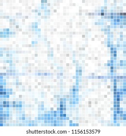 abstract vector square pixel mosaic background - light blue