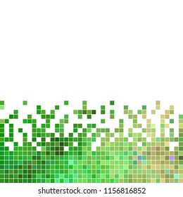 abstract vector square pixel mosaic background - green