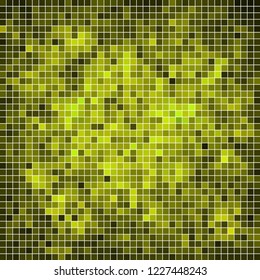 abstract vector square pixel mosaic background - green and yellow