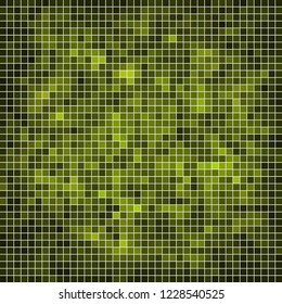 abstract vector square pixel mosaic background - green and yellow