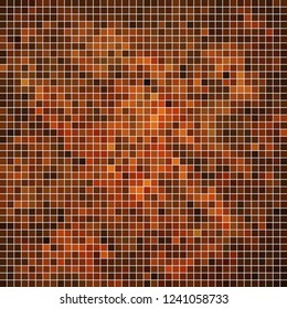 abstract vector square pixel mosaic background - brown