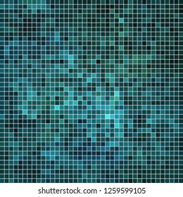 abstract vector square pixel mosaic background - blue and teal
