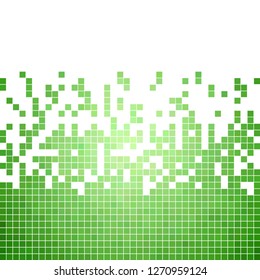 abstract vector square pixel mosaic background - green