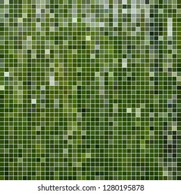 abstract vector square pixel mosaic background - green