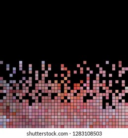abstract vector square pixel mosaic background - red on black background