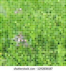 abstract vector square pixel mosaic background - green