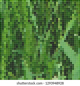 abstract vector square pixel mosaic background - green