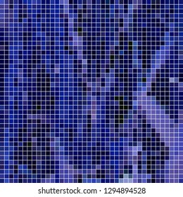 abstract vector square pixel mosaic background - dark blue