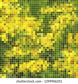 abstract vector square pixel mosaic background - green and yellow