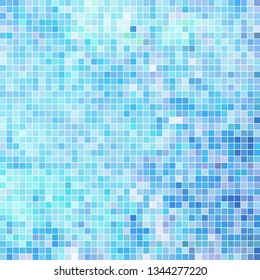 abstract vector square pixel mosaic background - blue
