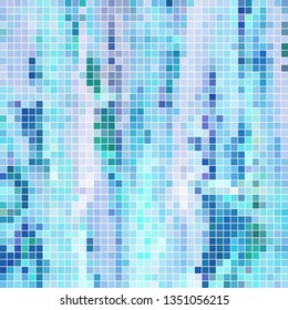 abstract vector square pixel mosaic background - blue