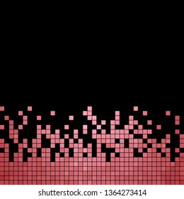 abstract vector square pixel mosaic background - red on black background