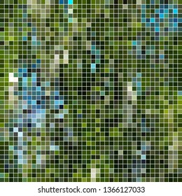 abstract vector square pixel mosaic background - green