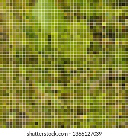 abstract vector square pixel mosaic background - green and brown