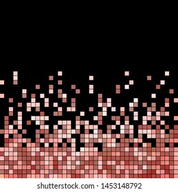 abstract vector square pixel mosaic background - pale red on black background