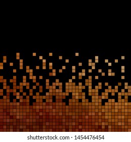 abstract vector square pixel mosaic background - brown on black background