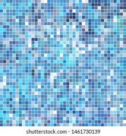 abstract vector square pixel mosaic background - blue