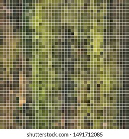 abstract vector square pixel mosaic background - green and brown