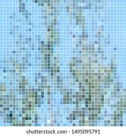 abstract vector square pixel mosaic background - blue