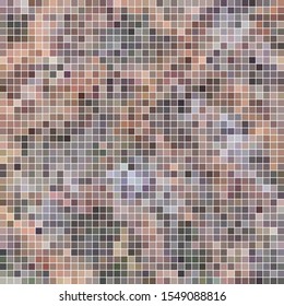 abstract vector square pixel mosaic background - gray and brown