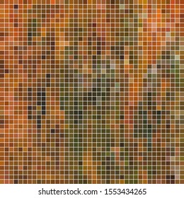 abstract vector square pixel mosaic background - green and brown