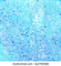abstract vector square pixel mosaic background - light blue