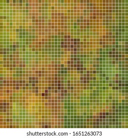 fondo abstracto de mosaico de píxeles cuadrados vectoriales - marrón y verde