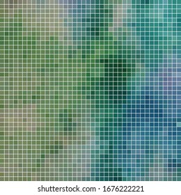 abstract vector square pixel mosaic background - green and blue